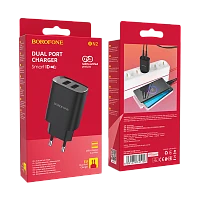 Сетевое З/У Borofone BN2 2USB 2.1A черный (1/35/140)