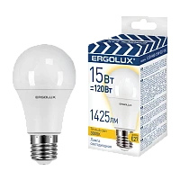 Лампа светодиодная Ergolux A60 E27 15W 3000К 180-240V груша ЛОН ПРОМО (1/100)
