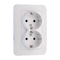 Розетка Makel Lillium Natural 2гн. 16A С/З белый 55082 (1/12)