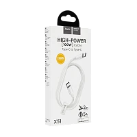 Кабель HOCO X51 Type-C (m)-Type-C (m) 2м 5.0A 100W АБС белый (1/22/220)