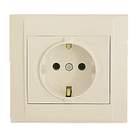 Розетка Makel Defne 1гн. 16A С/З кремовый 42010028 (1/12)