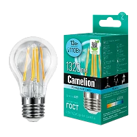 Лампа светодиодная филамент Camelion A60 E27 13W 4500К 207-244V груша прозрачная (1/10/100)