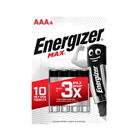 Батарейка Energizer MAX+Power seal LR03 AAA BL4 Alkaline 1.5V (4/48)