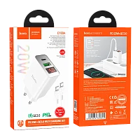 Сетевое З/У HOCO C100A Type-C (m) 3.0A 20W с кабелем Type-C-Type-C 60W белый (1/13/130)