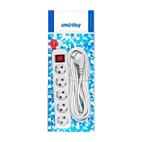 Удлинитель Smartbuy 5р.С/З 16A 10.0м с выкл. ПВС 3x1мм² белый
