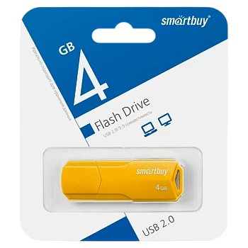 Флеш-накопитель Smartbuy Clue 4GB USB2.0 пластик желтый 