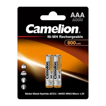 Аккумулятор бытовой Camelion HR03 AAA BL2 NI-MH 800mAh (2/24/480)