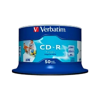 Диск CD-R Verbatim Full Ink Print 52x 80min 50шт. cake box (50/200)