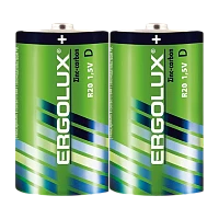 Батарейка Ergolux R20 D Shrink 2 Zinc Carbon 1.5V (2/12/144)