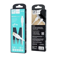 Кабель GFPower 01M USB (m)-microUSB (m) 1м 2.4A ПВХ белый (1/200/800)