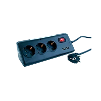 Сетевой фильтр Старт ZDV S 3р.С/З 16A 1.5м 2USB ПВС 3x1мм² со шторкой с выкл. (1/12)