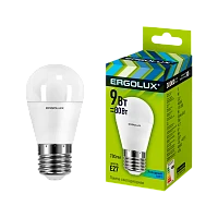 Лампа светодиодная Ergolux G45 E27 9W 4500К 172-265V шар (1/10/100)
