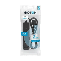 Удлинитель Фотон 10-23S 3р.Б/З 10A 2.0м с выкл. ПВС 2x0.75мм² черный (1/20)