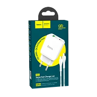 Сетевое З/У HOCO N5 1USB/Type-C 3.0A 20W PD3.0 с кабелем Type-C-Lightning белый (1/12/120)