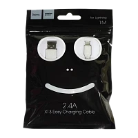 Кабель HOCO X13 USB (m)-Lightning (m) 1м 2.4A ПВХ белый (1/36/360)