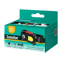 Фонарь налобный Camelion LED53418 3W 2LED от аккумулятора сенс. microUSB 15 реж. серый (1/10/100)