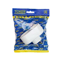 Разветвитель Toker 2Т 2р.С/З в индивидуальной упаковке белый (1/50)