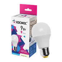 Лампа светодиодная Космос A55 E27 9W 3000К 200-240V груша матовая (1/10/80)