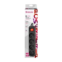 Удлинитель Defender G430 4р.С/З 3.0м с выкл. черный (1/30)