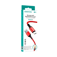 Кабель Borofone BX54 USB (m)-microUSB (m) 1м 2.4A нейлон красный (1/360)