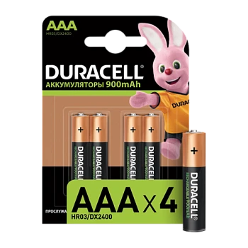 Аккумулятор предзаряженный RTU Duracell HR03 AAA BL4 NI-MH 850/900mAh (4/40/15000)