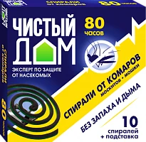 Спирали Чистый дом от комаров бездымные 10шт. черный (1/60)
