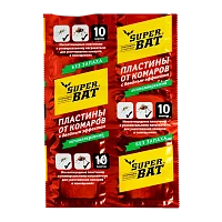 Пластины от мух и комаров SuperBAT двойного действия 10шт. в упаковке красные (1/240)