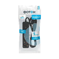 Удлинитель Фотон 16-53ЕS 3р.С/З 16A 5.0м с выкл. ПВС 3x1мм² черный (1/20)