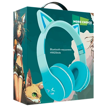 Наушники накладные MORE CHOICE HW25kids bluetooth 5.1 с микр. бирюзовый (1/16/32)
