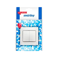 Выключатель Smartbuy 2-клавишный 10А белый, керамика "Венера" (1/10/200)