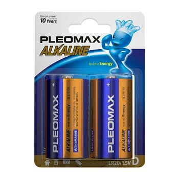 Батарейка Pleomax LR20 D BL2 Alkaline 1.5V (2/20/80/2880)