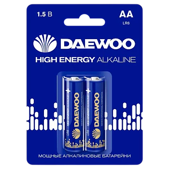 Батарейка Daewoo HIGH ENERGY LR6 AA BL2 Alkaline 1.5V (2/20/480)