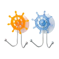 Крючки Рыжий кот W2534 "Штурвал" присоска 13.5х7.8х4см двойной 1шт. ассорти (1/12/48)