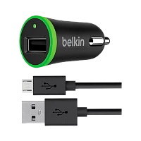 Автомобильное З/У Belkin F8J090bt04 1USB 2.1A с кабелем microUSB черный