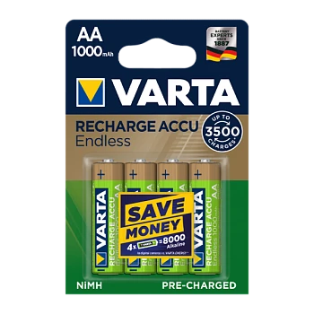 Аккумулятор бытовой Varta HR6 AA BL4 NI-MH Endless 1000mAh (4/40/400)
