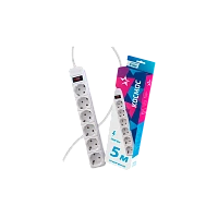 Сетевой фильтр Космос 6р.С/З 16A 5.0м ПВС 3x1мм² с выкл. белый (1/20)