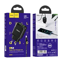 Сетевое З/У HOCO N6 2USB 3.0A QC3.0 с кабелем Type-C черный (1/12/120) 
