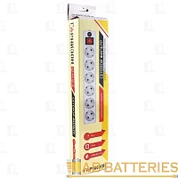 Сетевой фильтр Гарнизон ЕНB-15 6р.С/З 10A 5.0м 90 Дж ПВС 3x0.75мм² с выкл. белый (1/30)