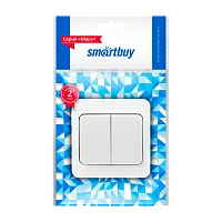 Выключатель Smartbuy "Марс" 2-клав.10A керамика белый