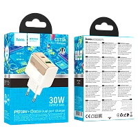 Сетевое З/У HOCO CS73A 1USB+1Type-C 3.0A 30W QC3.0 белый (1/32/192)