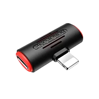 Переходник Borofone BV6 Lightning (m)-2xLightning (f) пластик черный (1/150/900)