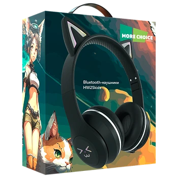 Наушники накладные MORE CHOICE HW25kids bluetooth 5.1 с микр. черный (1/16/32)