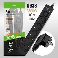 Сетевой фильтр Live Power LP1004 5р.С/З 10A 10.0м с выкл. черный (1/20)