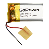 Аккумулятор Li-Pol GoPower LP401730 PK1 3.7V 150mAh с/з (1/10/250)
