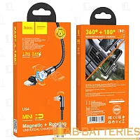 Кабель HOCO U94 USB (m)-Lightning (m) 1.2м 2.4A ткань 360° черный (1/22/220)