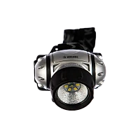 Фонарь налобный Космос H19 1.5W 19LED от батареек 4 режима серебряный (1/12/96)