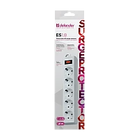 Сетевой фильтр Defender ES 5р.С/З 10A 1.8м 125 Дж белый (1/45)