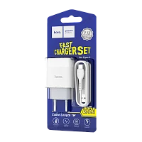Сетевое З/У HOCO C72A 1USB 2.1A с кабелем Type-C белый (1/30/180)