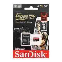 Карта памяти microSD SanDisk Extreme Pro 64GB Class10 A2 UHS-I (U3) 200 МБ/сек CN (Китай) с адаптеро