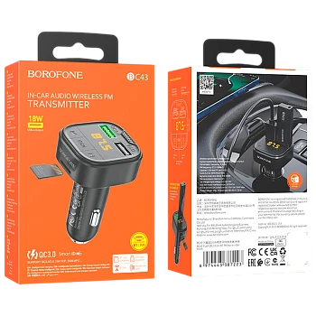 FM-трансмиттер Borofone BC43 2USB QC3.0 черный 